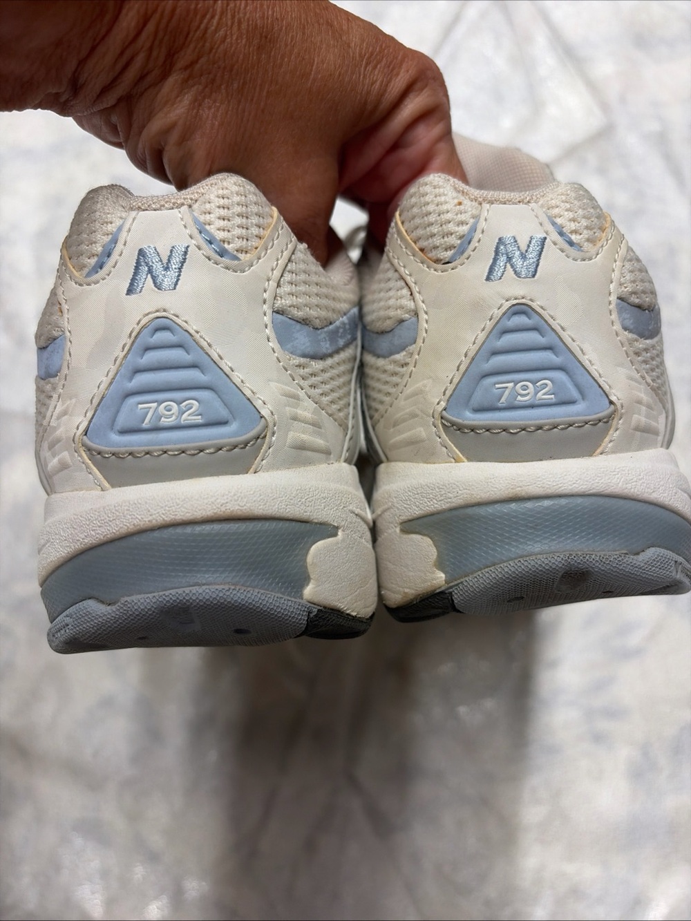 New Balance 792 White, Light Blue & Yellow Retro Runner Sneakers - Picture 8 of 8